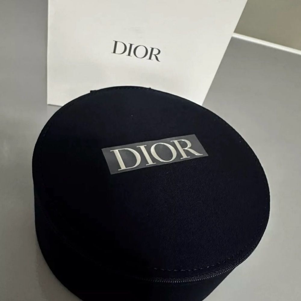Dior Black Round Makeup Case Travel Cosmetic Bag Mirror Luxury Beauty Organizer - Picture 3 of 8